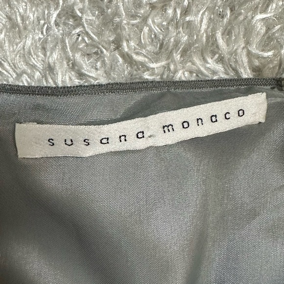 SUSANA MONACO - Silver gray glitter evening belted cocktail dress 6 - Picture 6 of 9